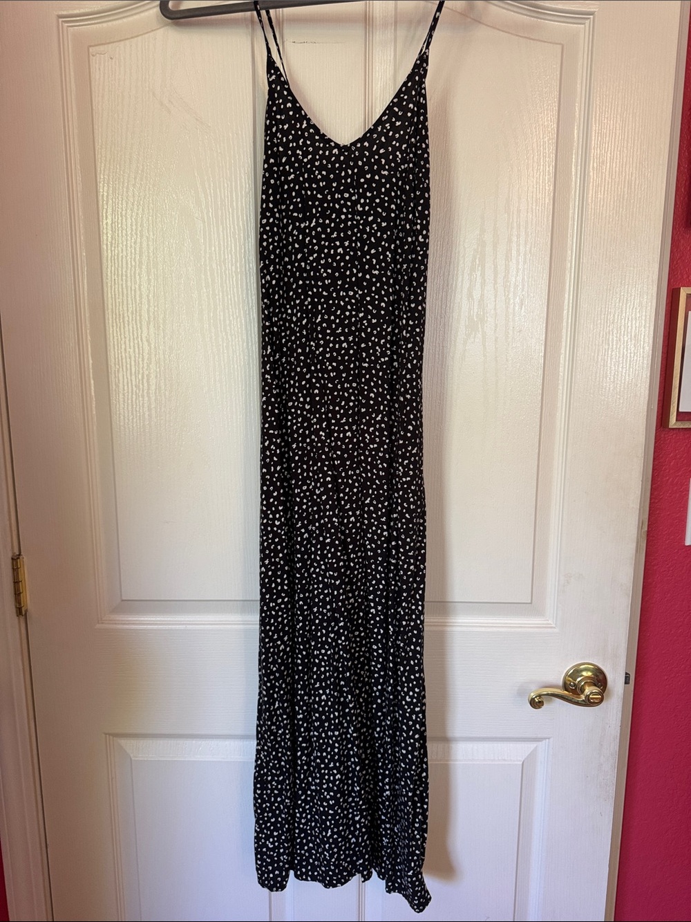 Old Navy Black and White Polka Dot Midi Slip Dress